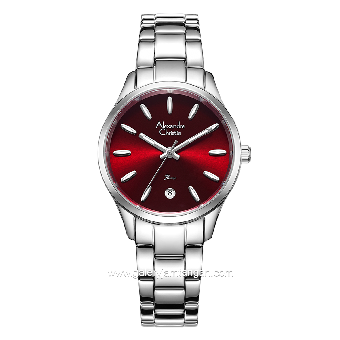 Alexandre Christie Passion AC 2A84 LD Silver Dial Red Multifunction Stainless Steel