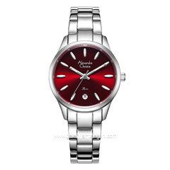 Alexandre Christie Passion AC 2A84 LD Silver Dial Red Multifunction Stainless Steel