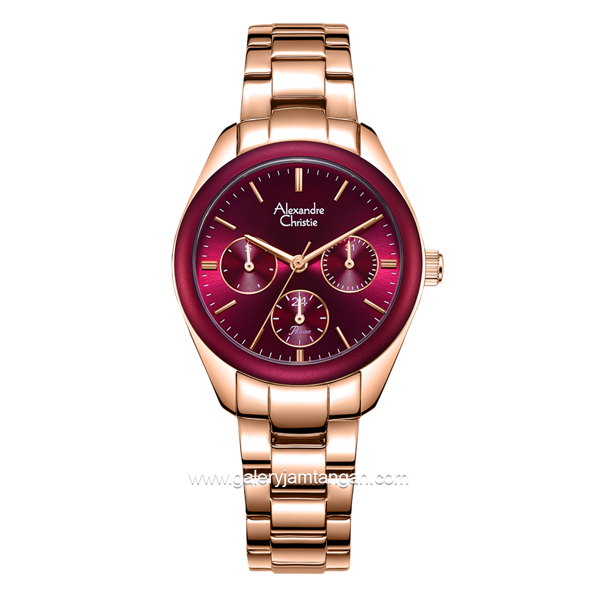 Alexandre Christie AC 2A85 BF Rosegold Dial Red Multifunction Stainless Steel
