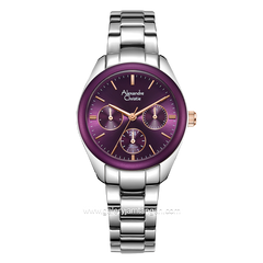 Alexandre Christie AC 2A85 BF Silver Dial Purple Multifunction Stainless Steel