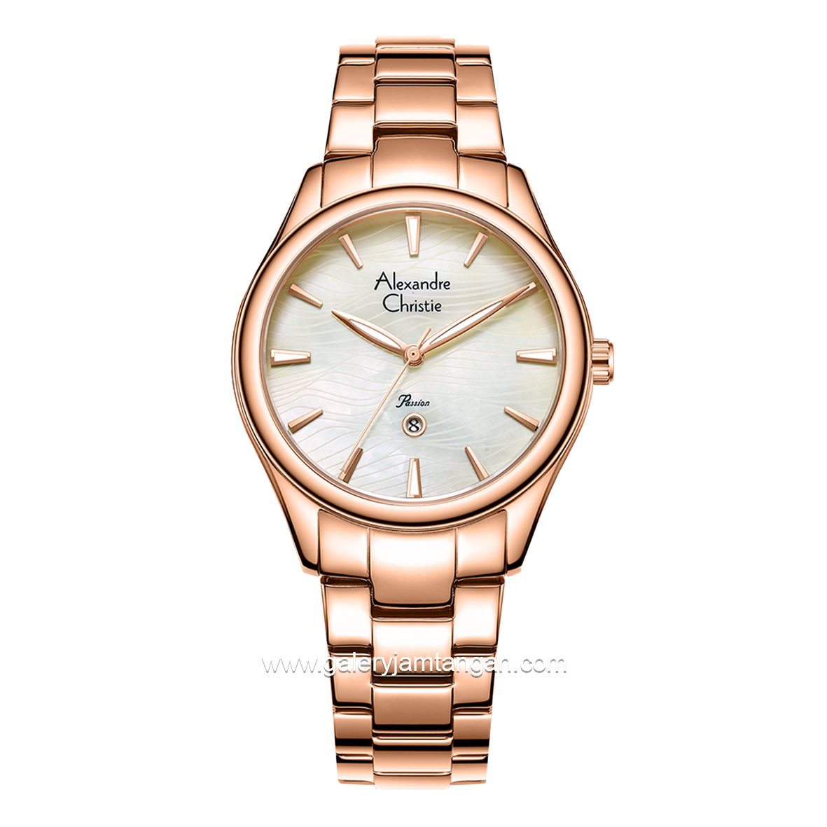 Alexandre Christie AC 2A86 LD Rosegold Dial Cream Stainless Steel