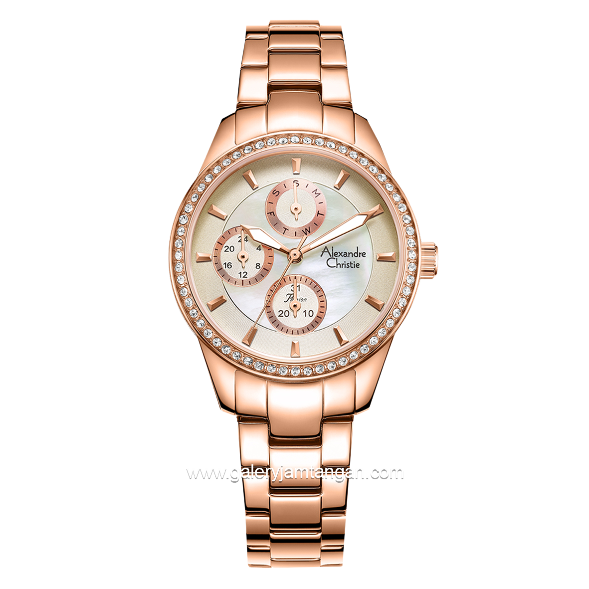 Alexandre Christie Passion AC 2A89 BF Rosegold Dial Mother Of Pearl Stainless Steel Strap
