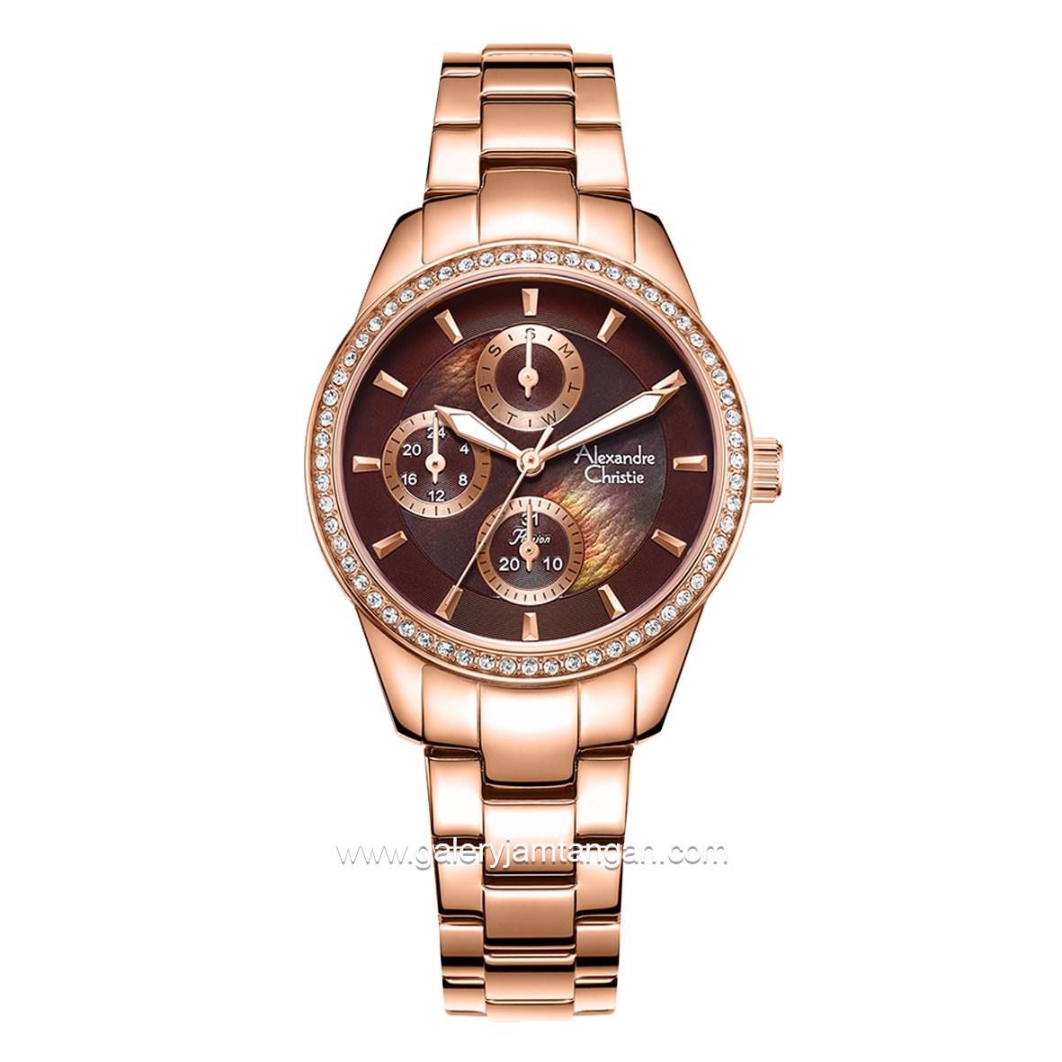 Alexandre Christie Passion AC 2A89 BF Rosegold Dial Brown Stainless Steel Strap