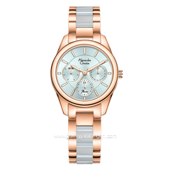 Alexandre Christie AC 2A92 BF Multifunction Ceramic Blue Rosegold Stainless Steel Witch Ceramic Strap