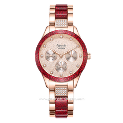Alexandre Christie Multifunction AC 2A93 BF Red Rosegold Dual Tone Stainless Steel Strap