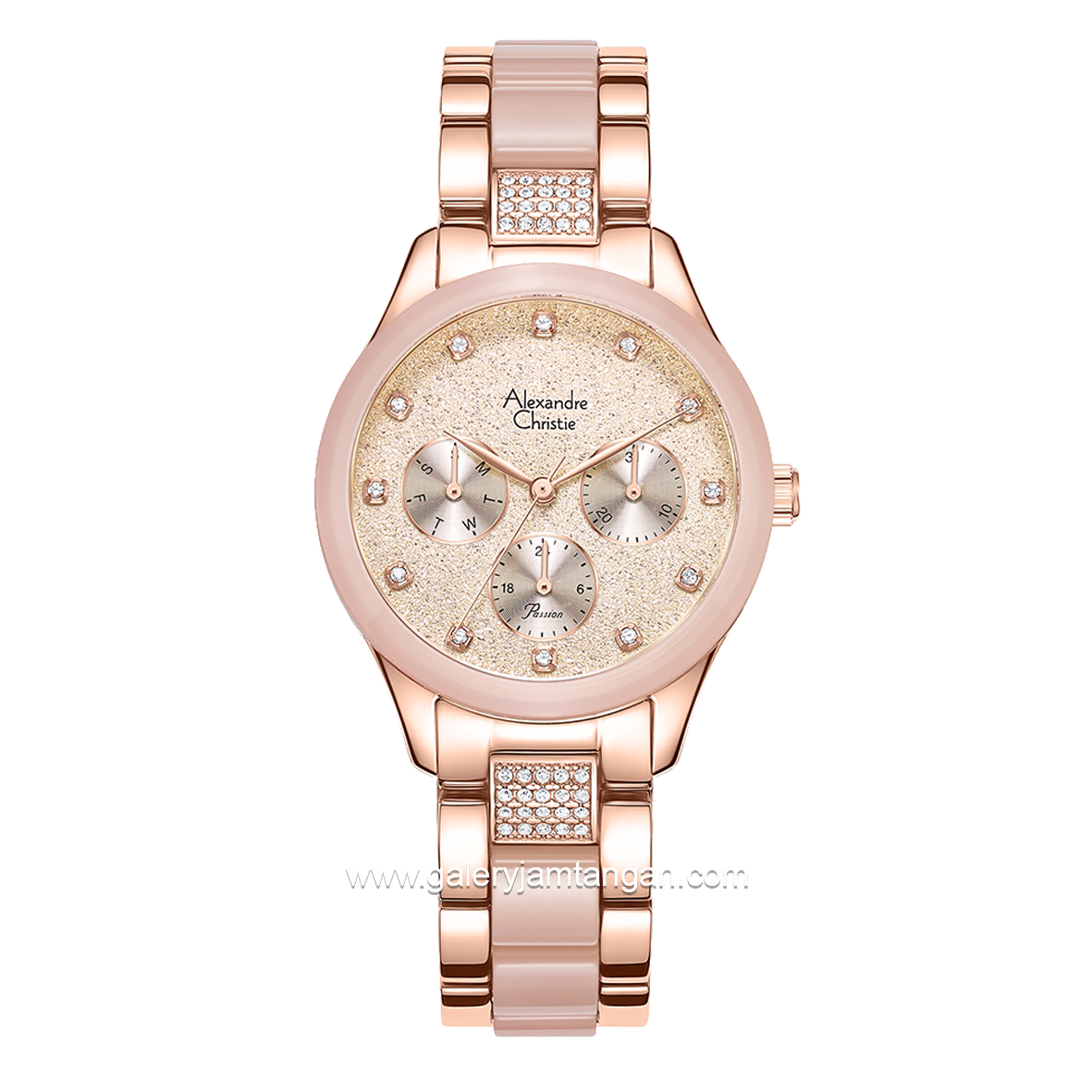 Alexandre Christie Multifunction AC 2A93 BF Pink Rosegold Dual Tone Stainless Steel Strap