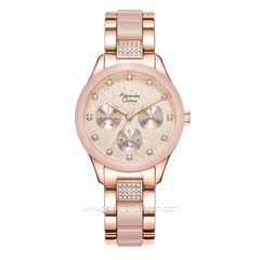 Alexandre Christie Multifunction AC 2A93 BF Pink Rosegold Dual Tone Stainless Steel Strap