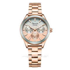 Alexandre Christie Passion AC 2A93 BF Rosegold Light Green Multifunction Stainless Steel Strap