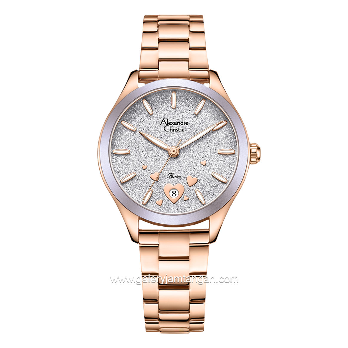 Alexandre Christie AC 2A93 LD Rosegold Dial Purple Stainless Steel