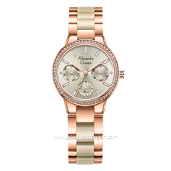 Alexandre Christie Passion AC 2A94 BF Rosegold Combinasi Cream Dual Tone Stainless Steel Acetate Strap