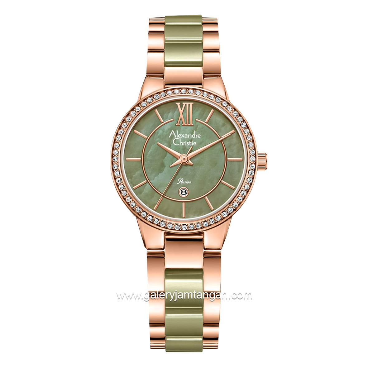 Alexandre Christie AC 2A94 LD Green Rosegold Fiber Combinasi Stainless Steel