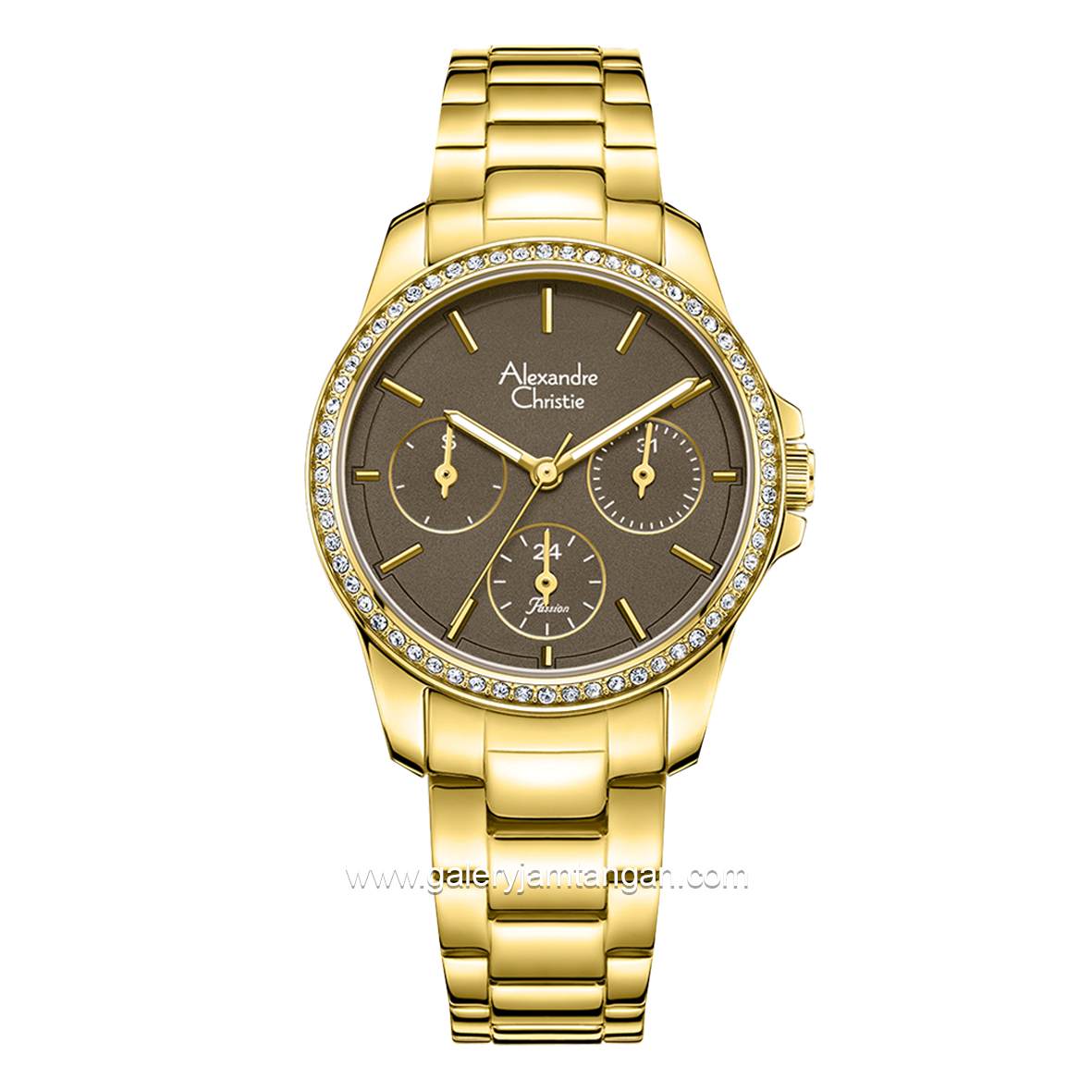 Alexandre Christie AC 2A97 BF Gold Dial Brown Stainless Steel