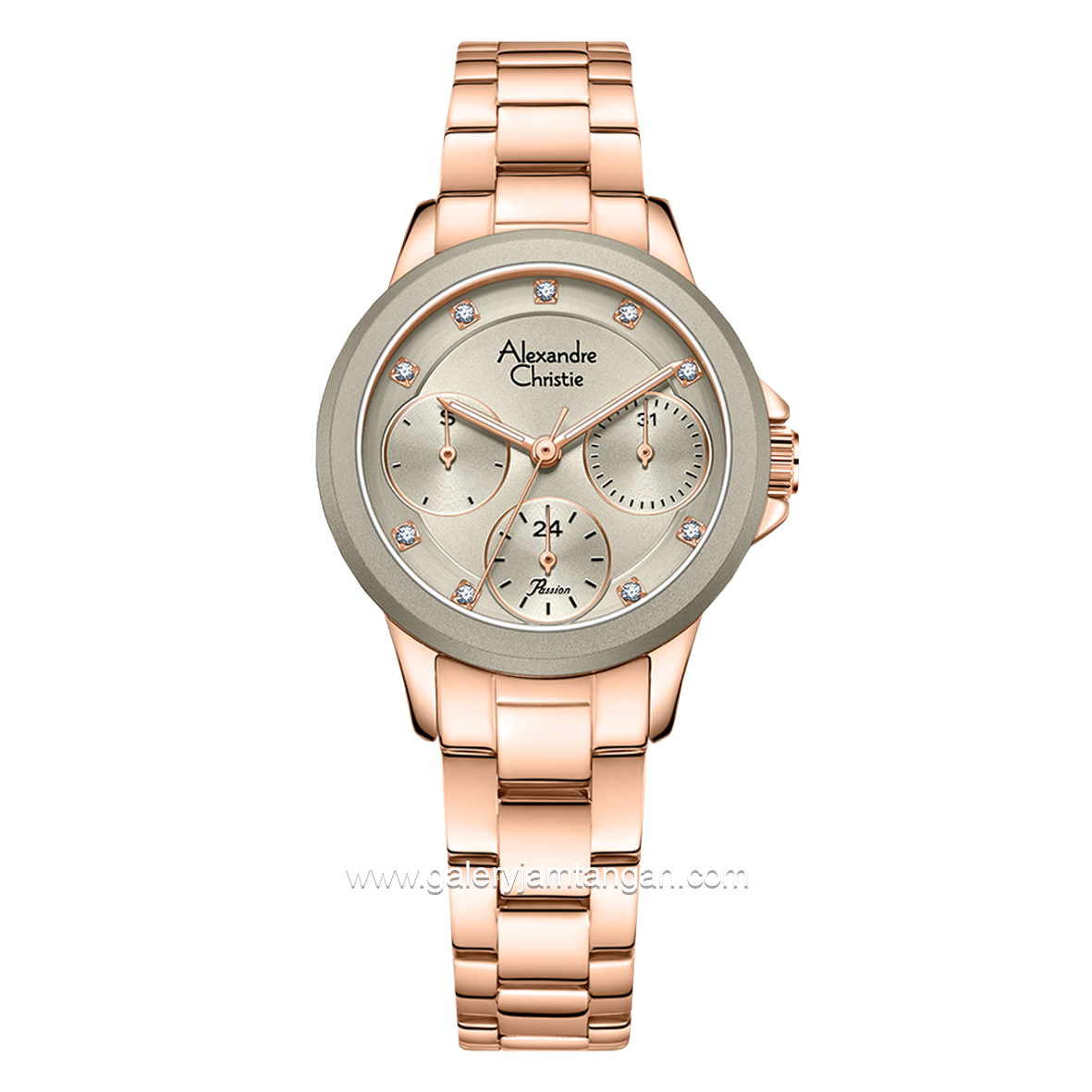 Alexandre Christie Passion AC 2A99 BF Rosegold Dial Grey Stainless Steel Strap
