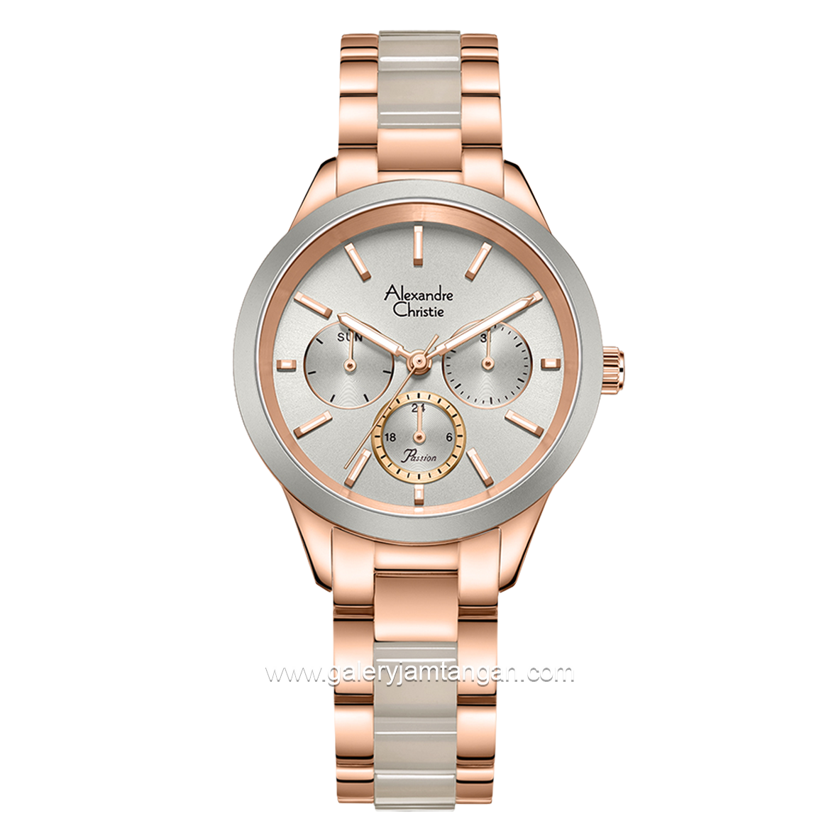 Alexandre Christie AC 2B01 BF Rosegold Grey Dual Tone Stainless Steel Ceramic Strap