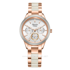 Alexandre Christie AC 2B01 BF Rosegold Cream Dual Tone Stainless Steel Ceramic Strap