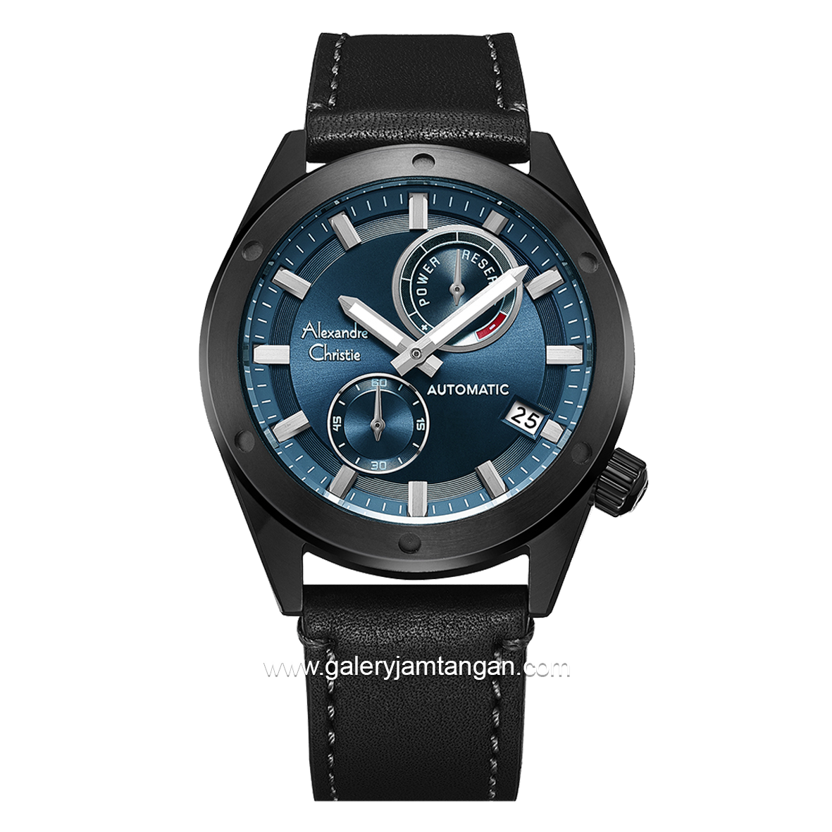 Alexandre Christie Automatic AC 3046 MA Black Dial Blue Leather Strap