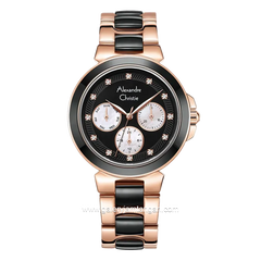 Alexandre Christie AC 2B02 BF Multifunction Black Rosegold Dual Tone Dial Stainless Steel With Ceramic Strap