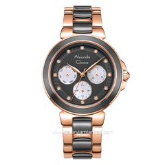 Alexandre Christie AC 2B02 BF Multifunction Brown Rosegold  Dual Tone Dial Stainless Steel With Ceramic Strap