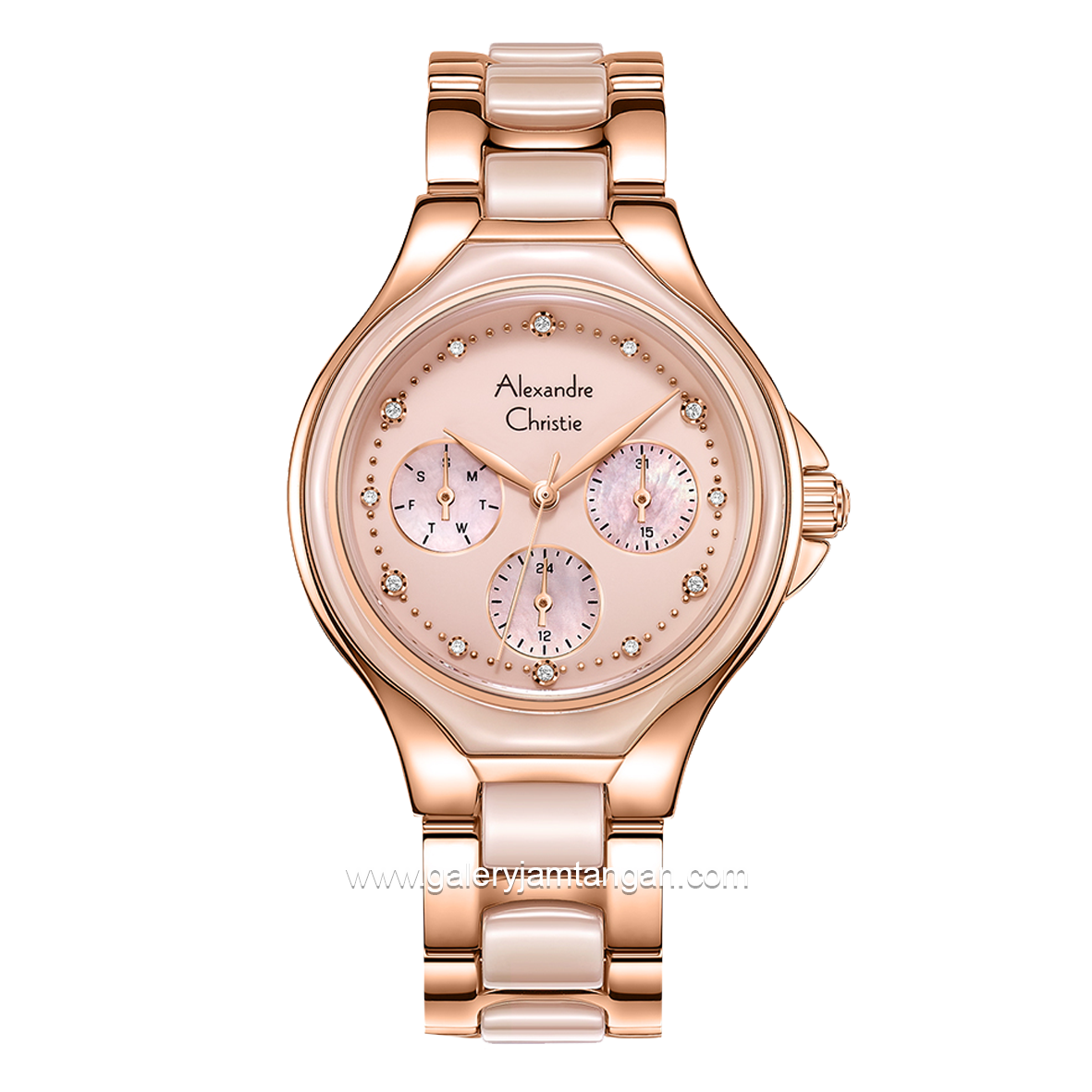 Alexandre Christie AC 2B03 BF Pink Rosegold Ceramic Combinasi Stainless Steel