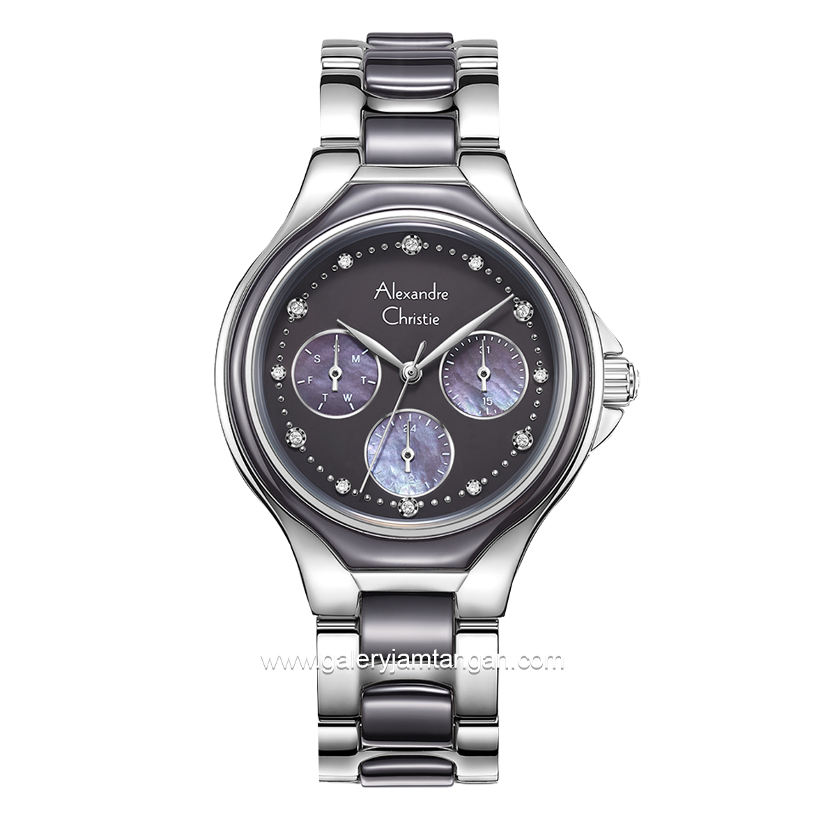 Alexandre Christie AC 2B03 BF Grey Silver Ceramic Combinasi Stainless Steel