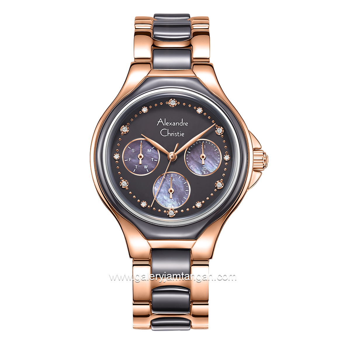 Alexandre Christie AC 2B03 BF Grey Rosegold Ceramic Combinasi Stainless Steel