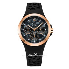 Alexandre Christie AC 2B04 BF Black Dial Black Pattern Multifunction Rubber Strap