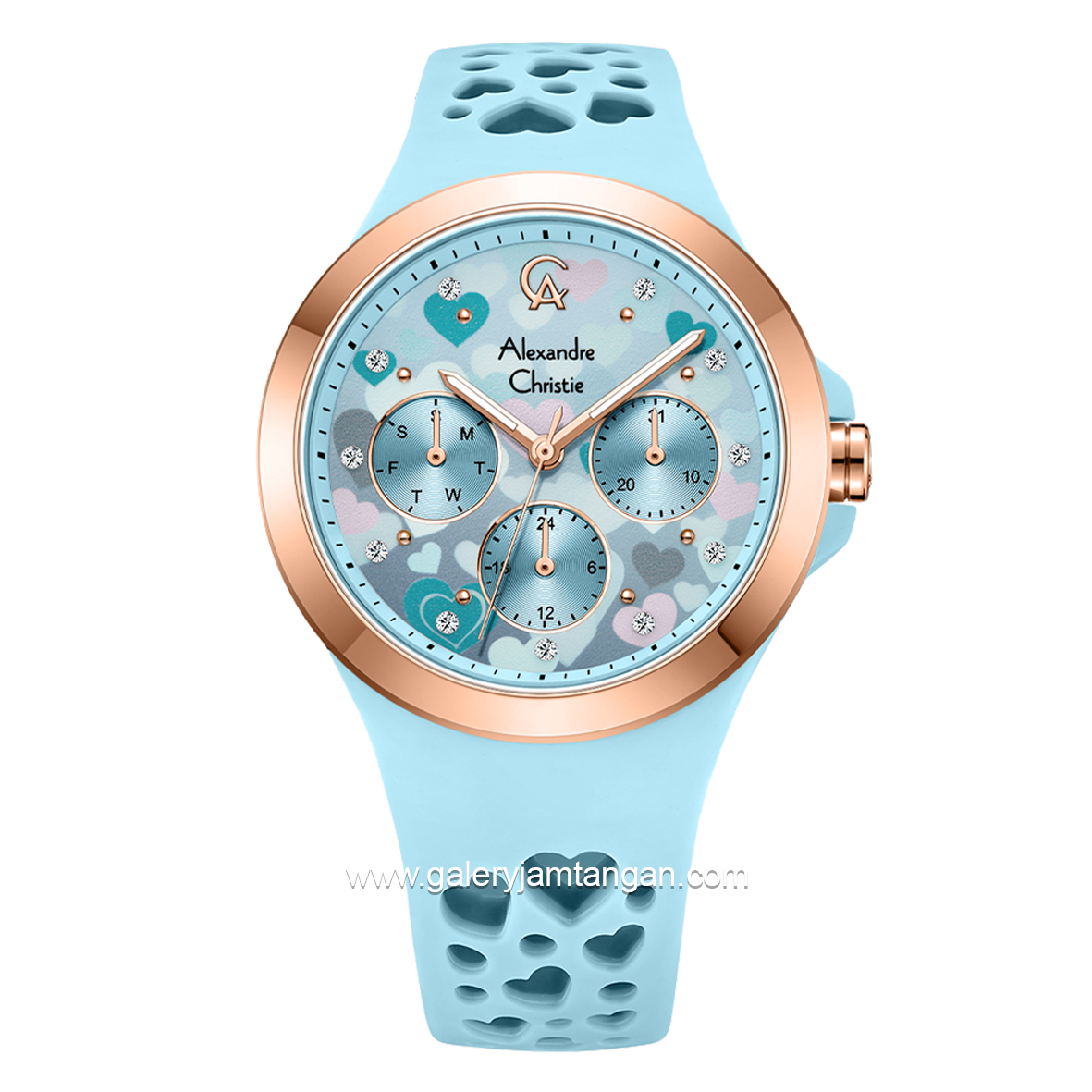 Alexandre Christie AC 2B04 BF Blue Dial Blue Pattern Multifunction Rubber Strap