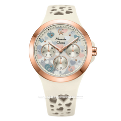 Alexandre Christie AC 2B04 BF Cream Dial Cream Pattern Multifunction Rubber Strap