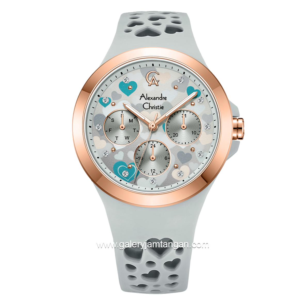 Alexandre Christie AC 2B04 BF Grey Dial Grey Pattern Multifunction Rubber Strap