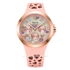 Alexandre Christie AC 2B04 BF Pink Dial Pink Pattern Multifunction Rubber Strap
