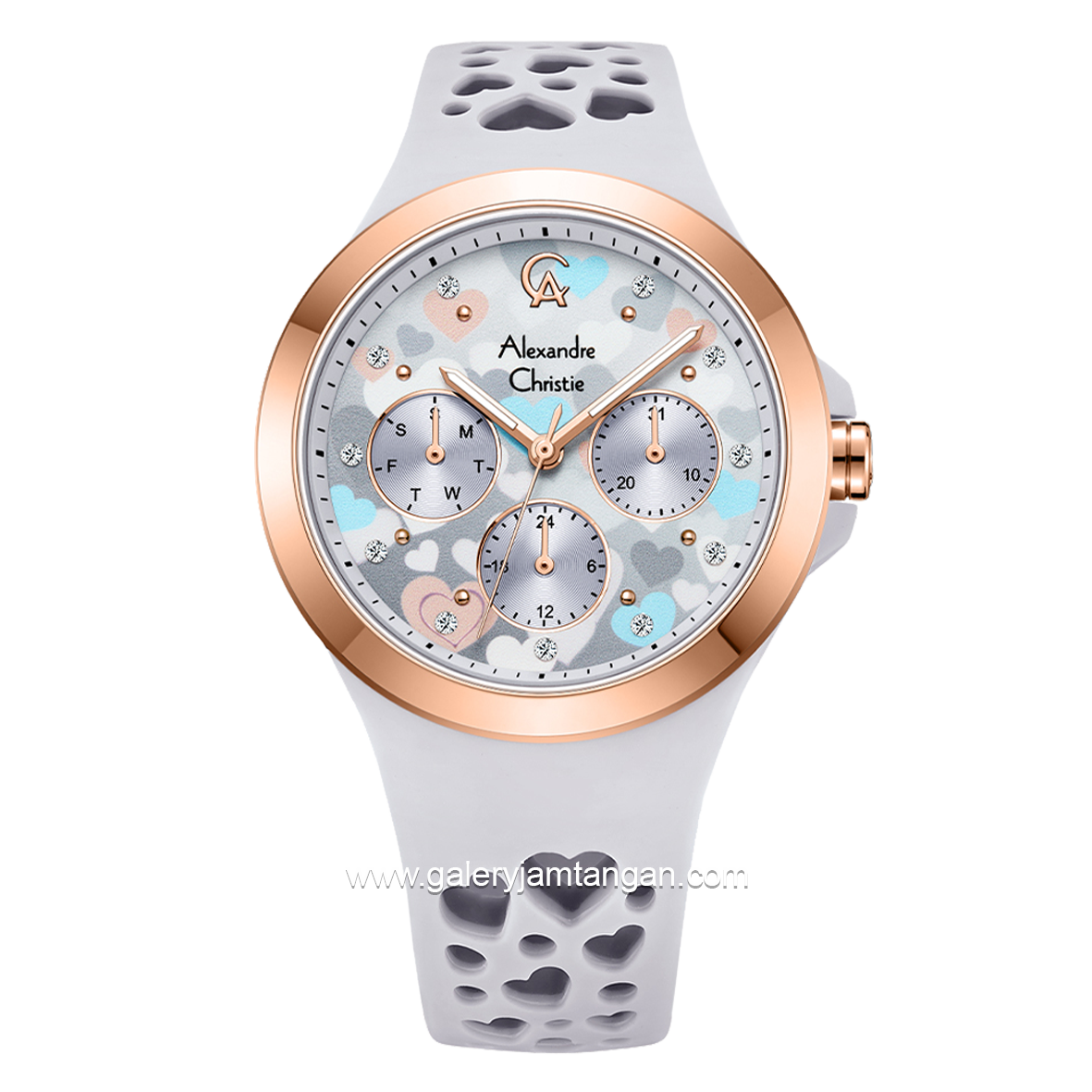 Alexandre Christie AC 2B04 BF Purple Dial Purple Pattern Multifunction Rubber Strap