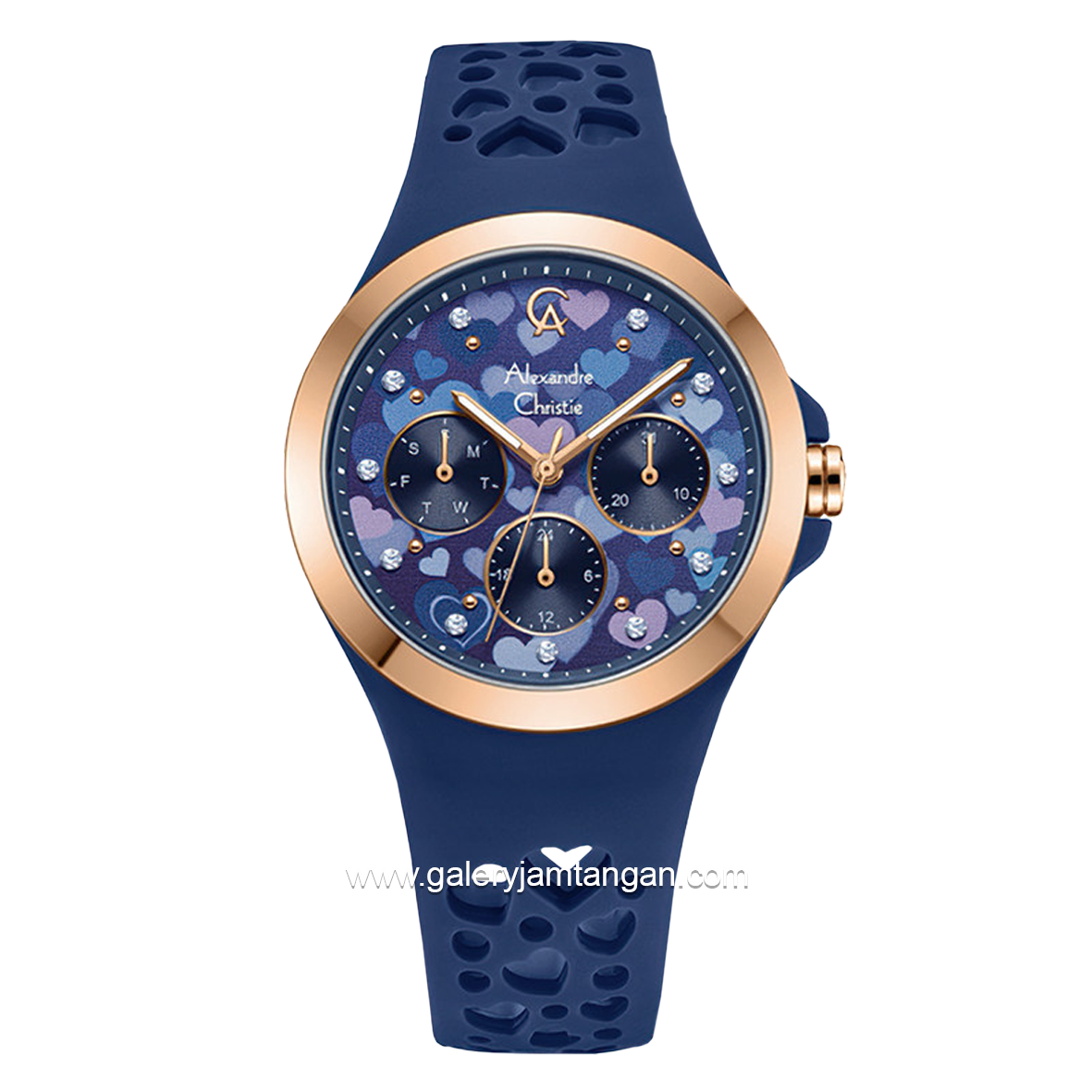 Alexandre Christie AC 2B04 BF Navy Dial Navy Pattern Multifunction Rubber Strap