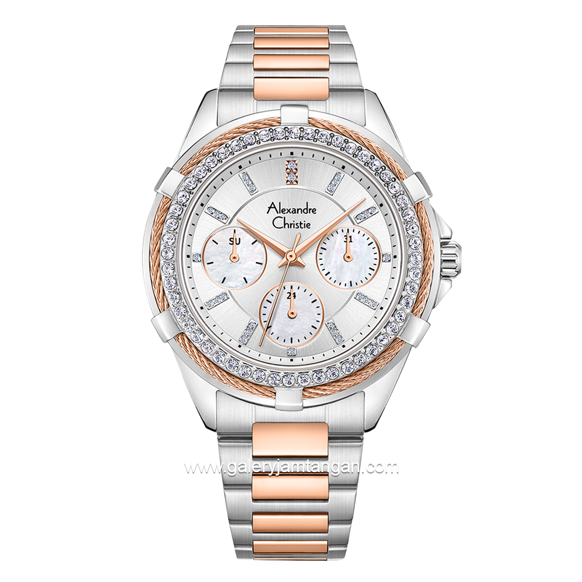 Alexandre Christie AC 2B09 BF Silver Combinasi Rosegold Dial White Stainless Steel
