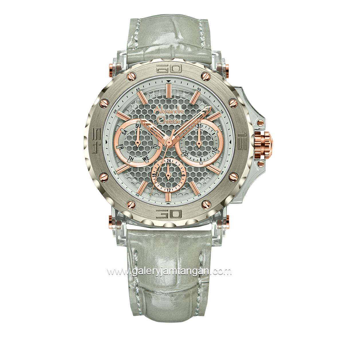 Alexandre Christie AC 2B10 BF Grey Leather Strap