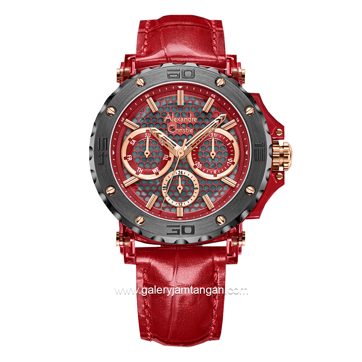 Alexandre Christie AC 2B10 BF Red Leather Strap