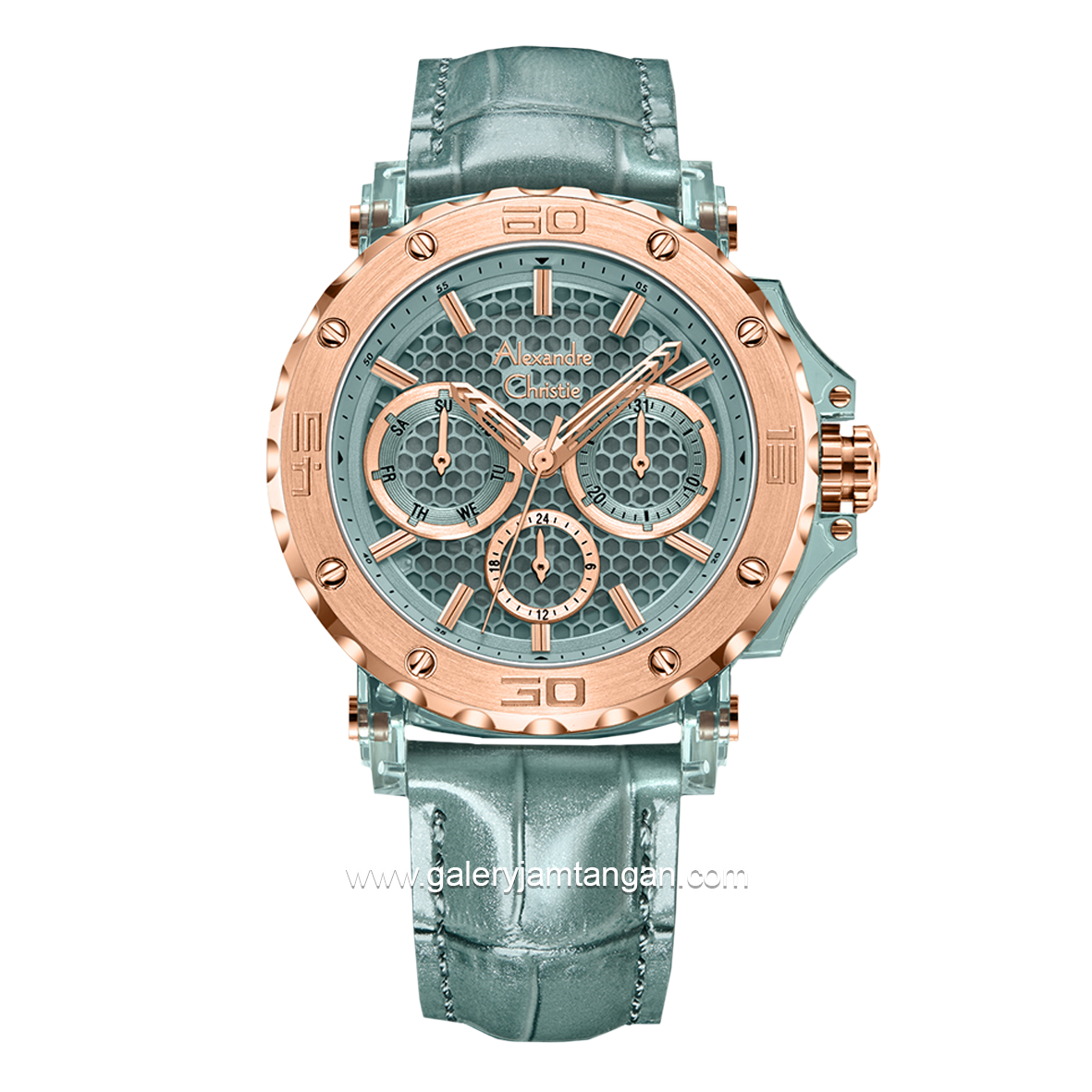 Alexandre Christie AC 2B10 BF Green Leather Strap