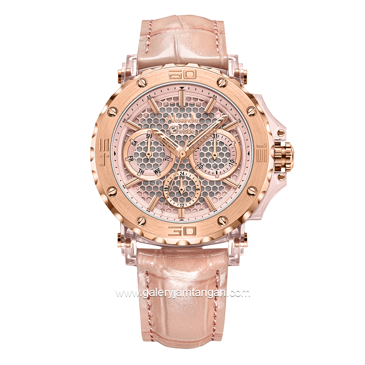 Alexandre Christie AC 2B10 BF Pink Rosegold Leather Strap