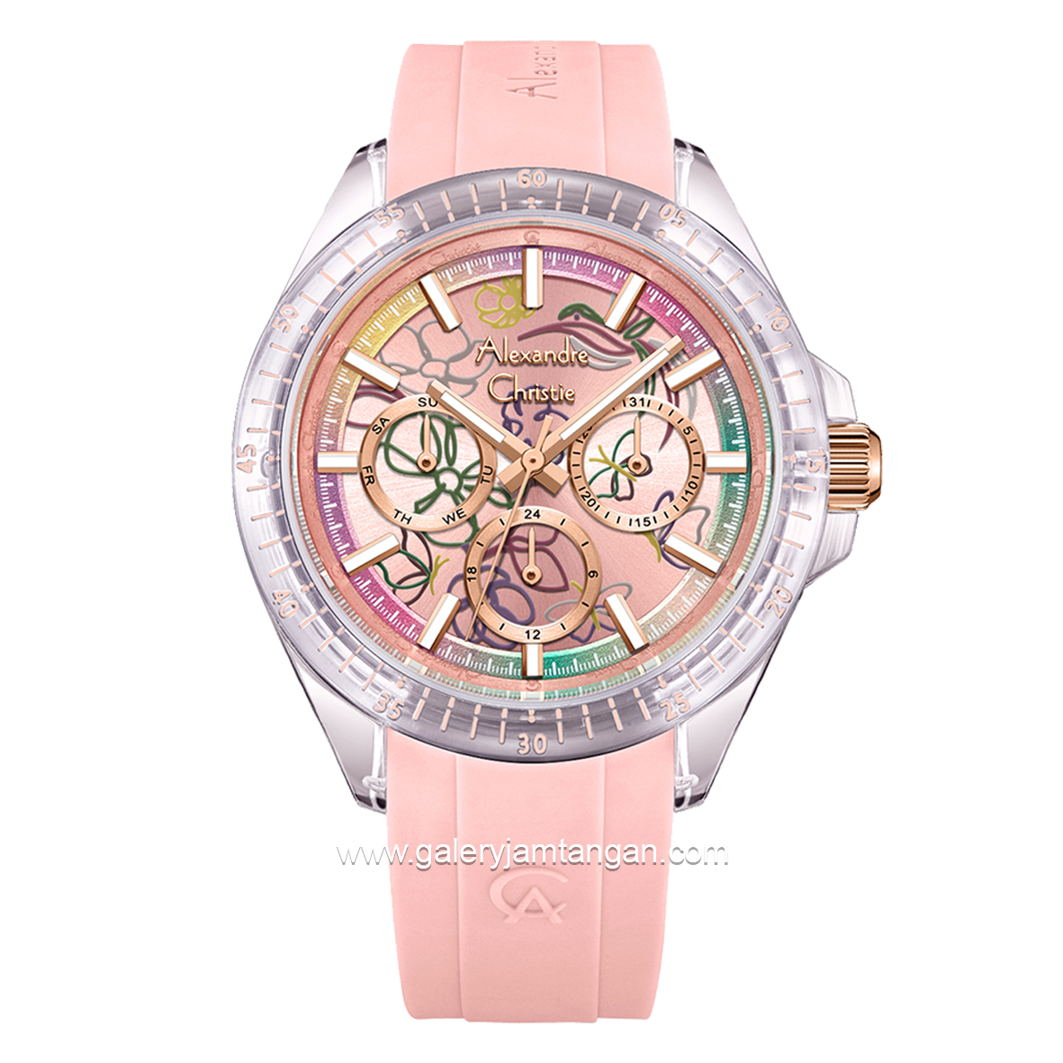 Alexandre Christie AC 2B11 BF Pink Multifunction Rubber Strap