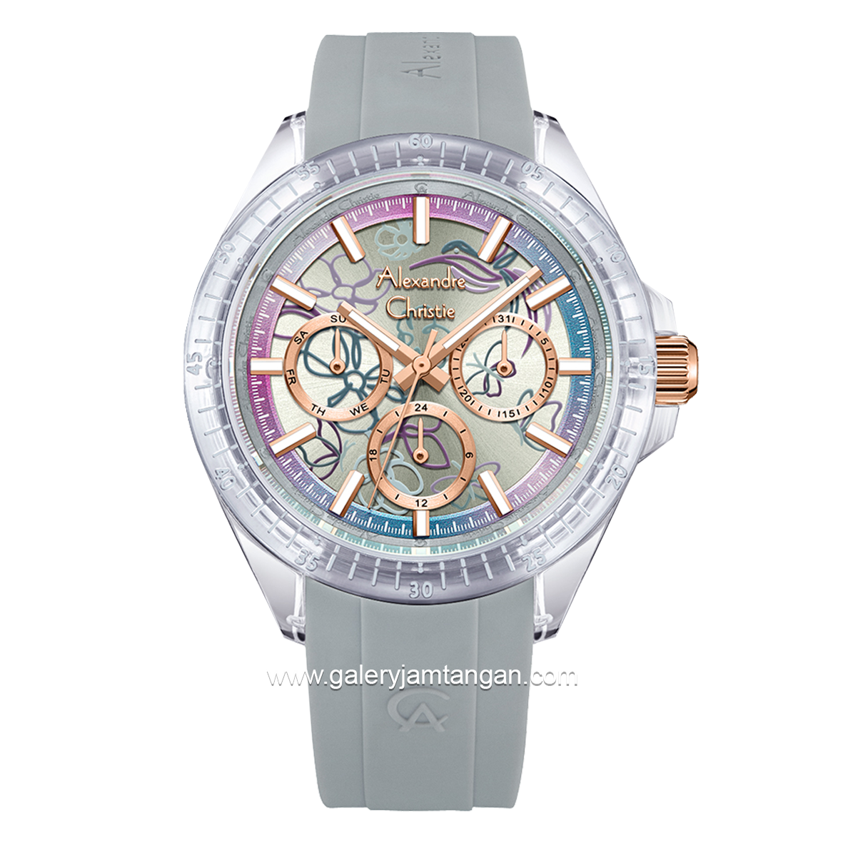 Alexandre Christie AC 2B11 BF Grey Multifunction Rubber Strap