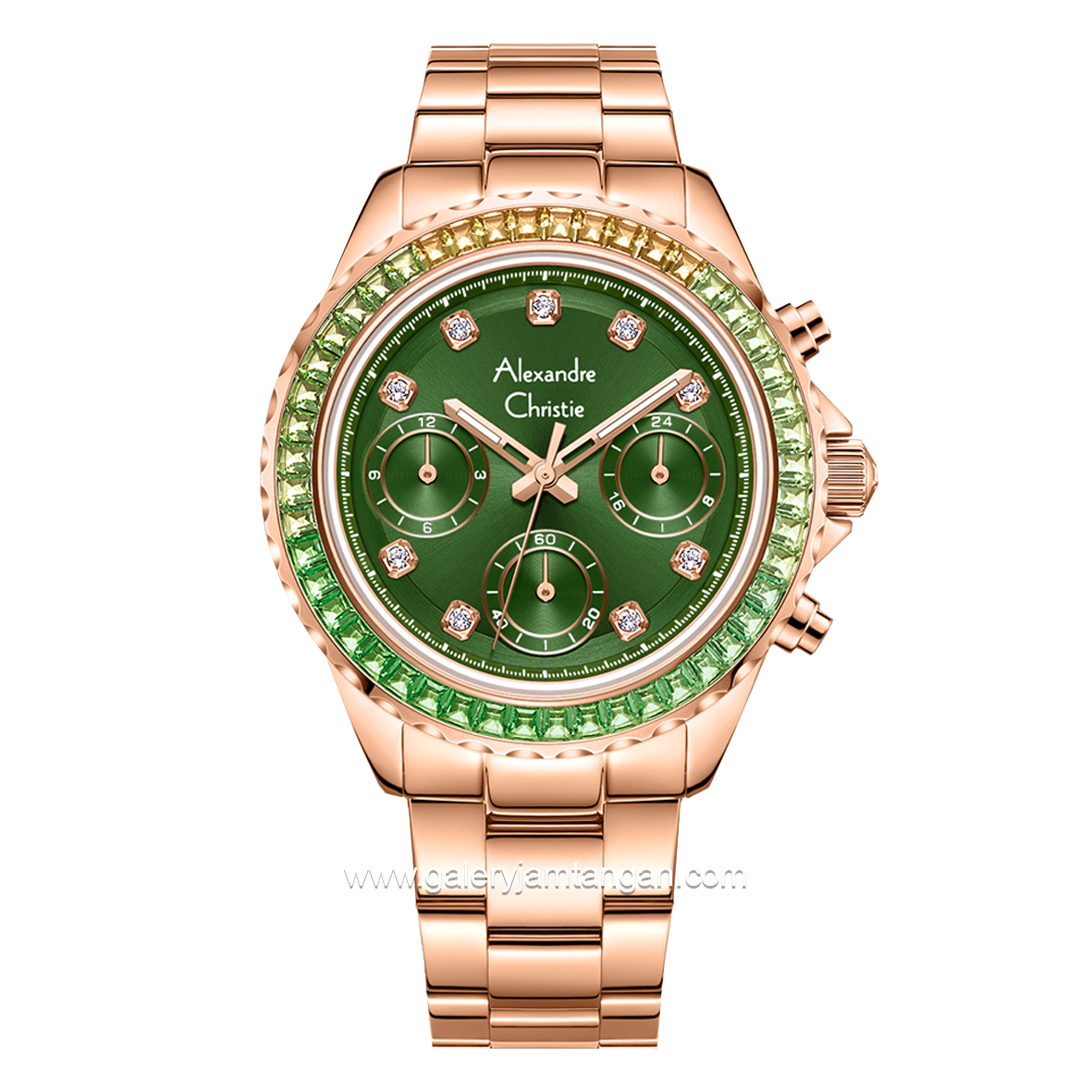 Alexandre Christie AC 2B13 BF Rosegold Dial Green Stainless Steel
