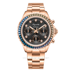 Alexandre Christie AC 2B13 BF Rosegold Dial Black Stainless Steel