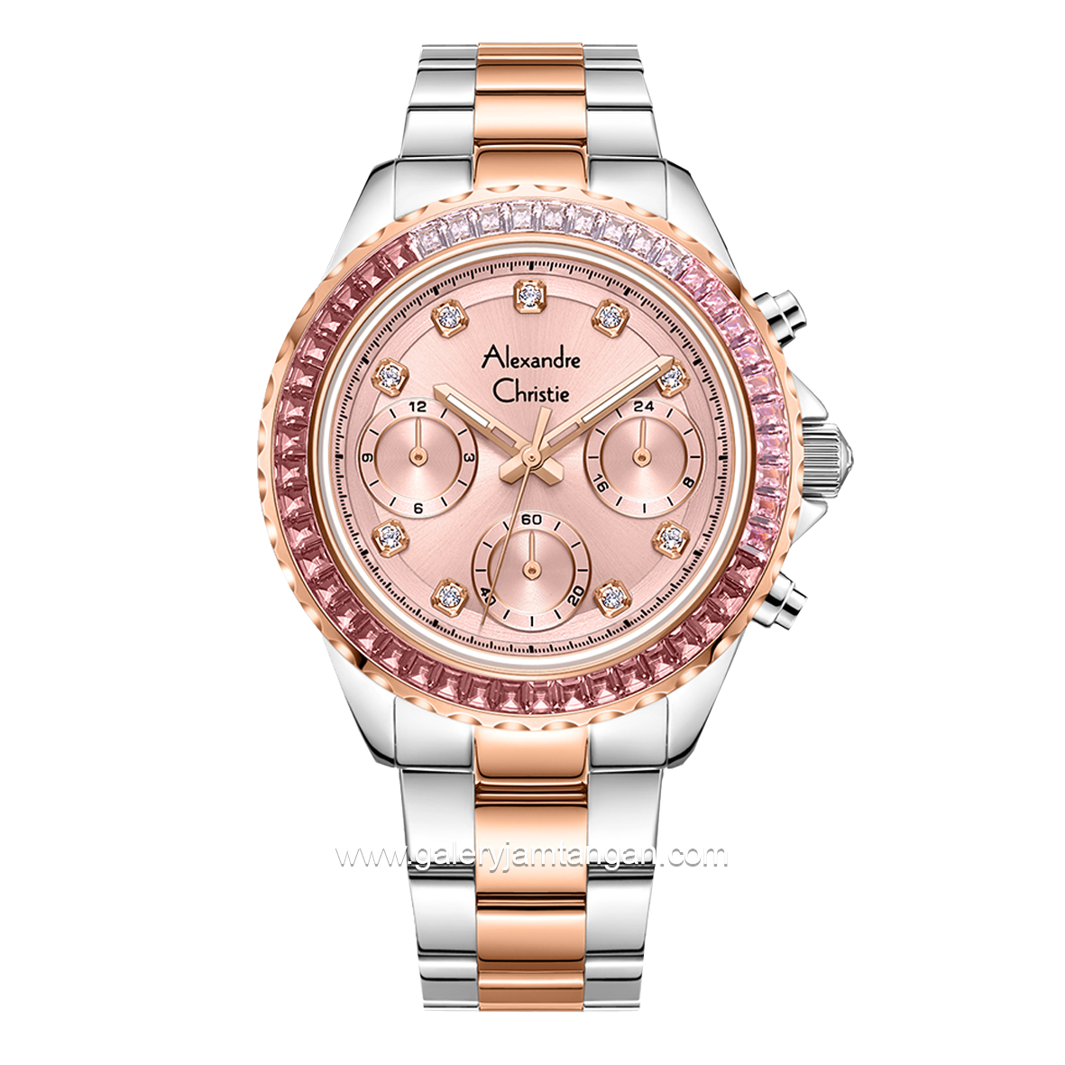 Alexandre Christie AC 2B13 BF Silver Combinasi Rosegold Dial Pink Stainless Steel