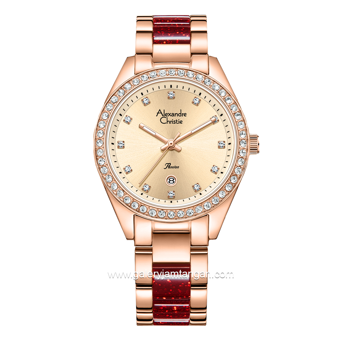 Alexandre Christie AC 2B14 BF Rosegold Combinasi Red Stainless Steel