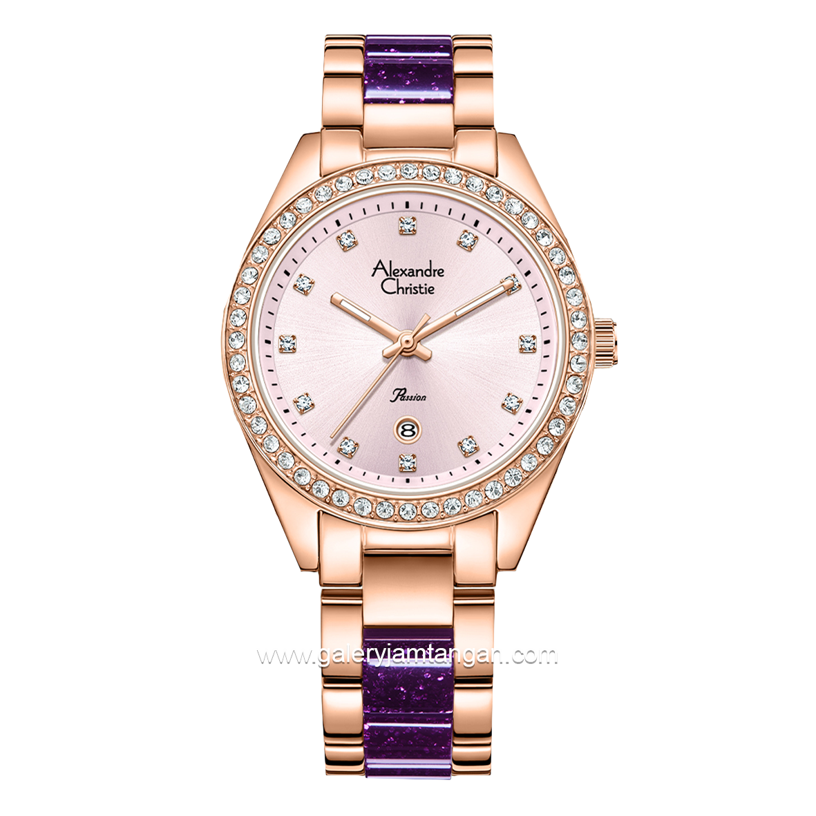 Alexandre Christie AC 2B14 BF Rosegold Combinasi Purple Stainless Steel