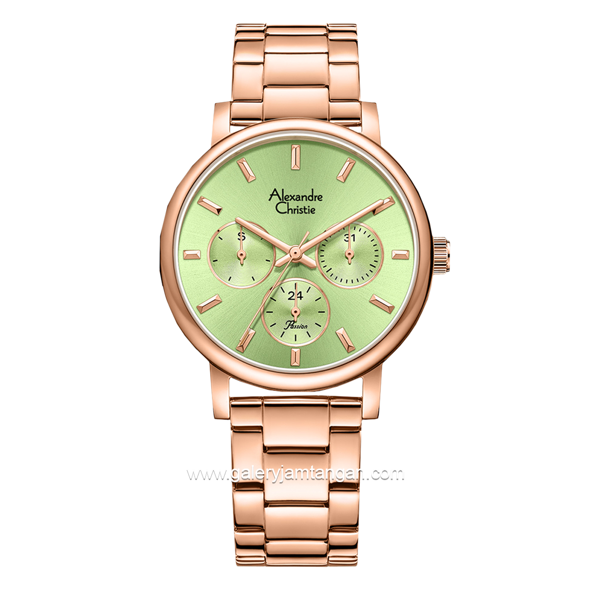 Alexandre Christie Passion AC 2B15 BF Rosegold Dial Green Multifunction Stainless Steel