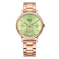 Alexandre Christie Passion AC 2B15 BF Rosegold Dial Green Multifunction Stainless Steel