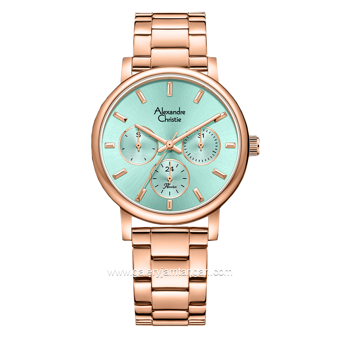 Alexandre Christie Passion AC 2B15 BF Rosegold Dial Blue Multifunction Stainless Steel