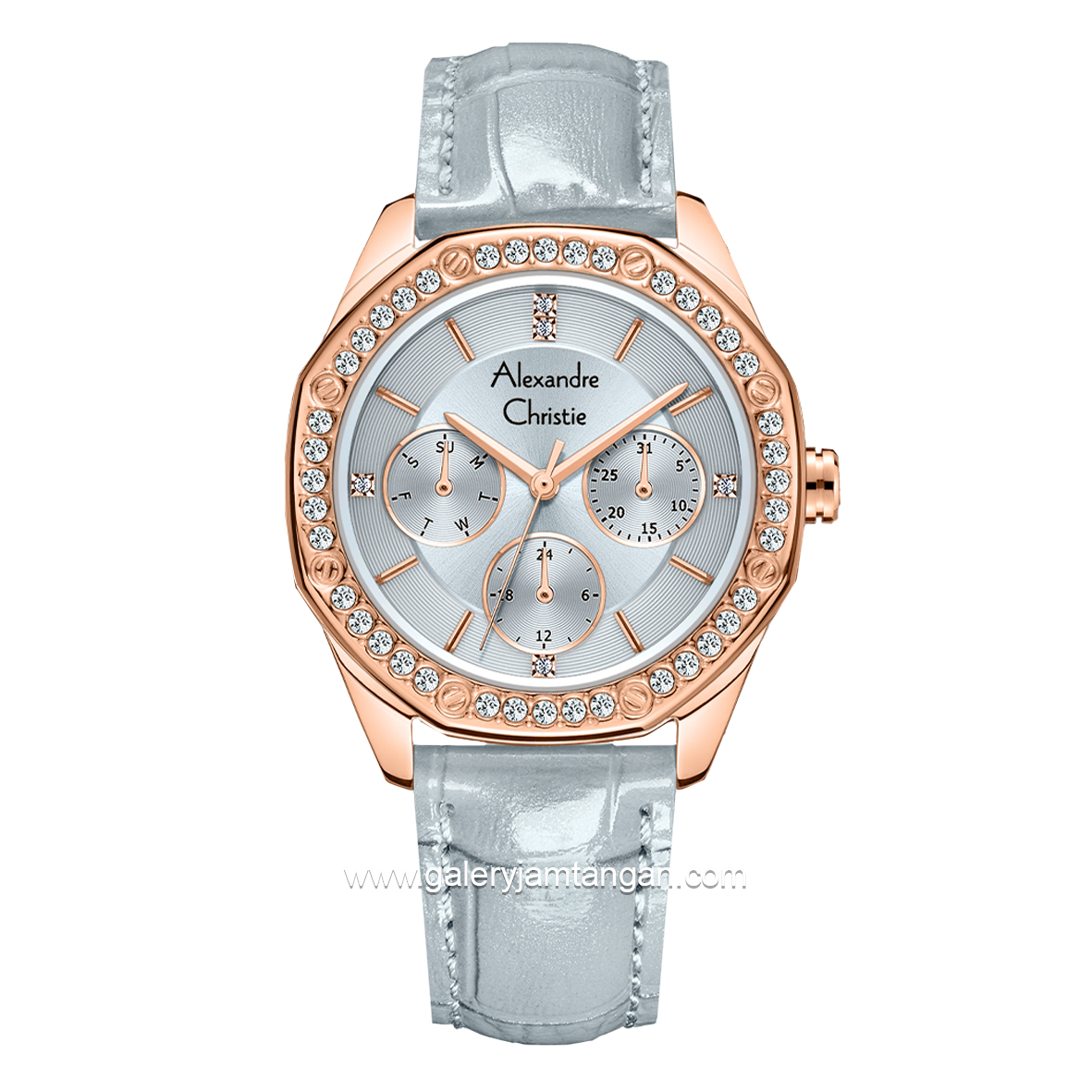 Alexandre Christie AC 2B17 BF Grey Rosegold Leather Strap
