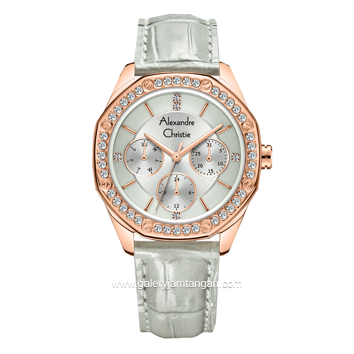 Alexandre Christie AC 2B17 BF Green Rosegold Leather Strap