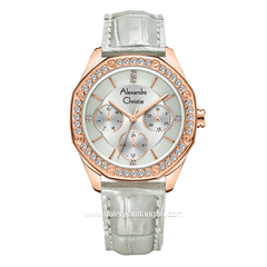 Alexandre Christie AC 2B17 BF Green Rosegold Leather Strap